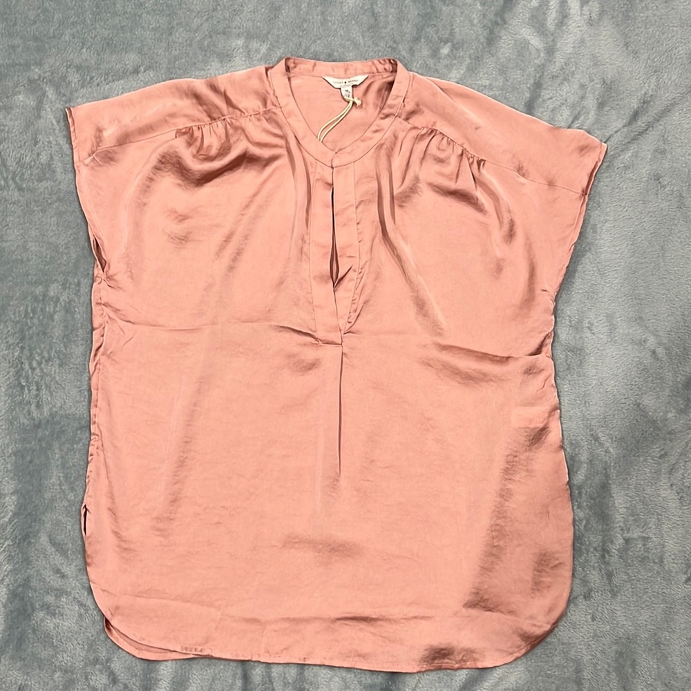Lucky Brand Womens Short Sleeve V-Neck Blouse Top
